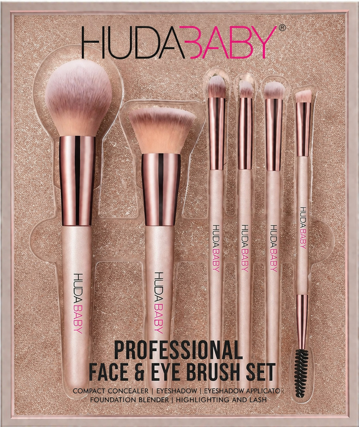 HUDA BABY Professional Makeup Brush Set | 6 Pcs | Synthetic Bristles | Face Eye
