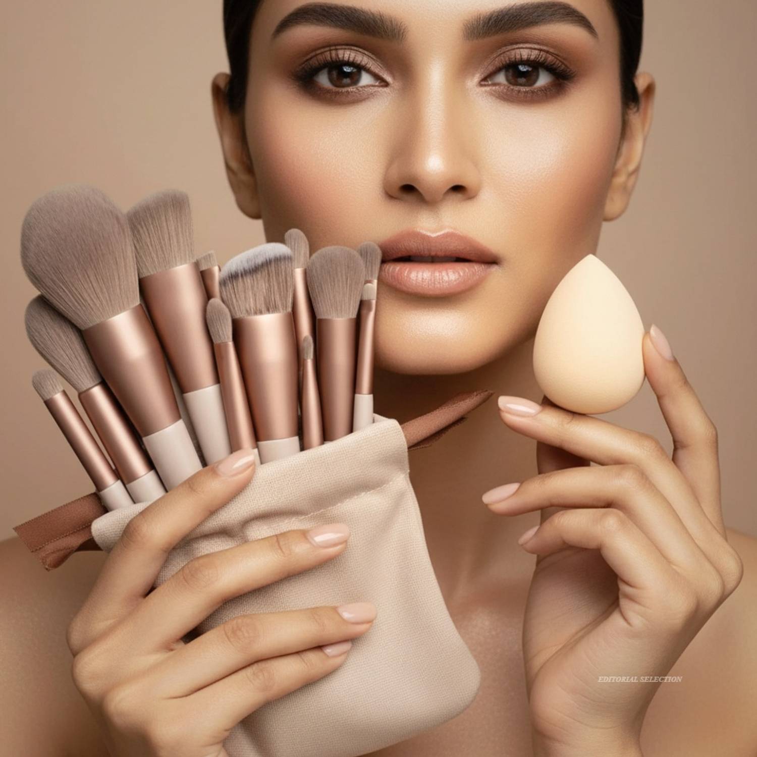 Bluezoo 13-Piece Makeup Brush Set with Beauty Sponge for Face & Eyes (14 pcs)