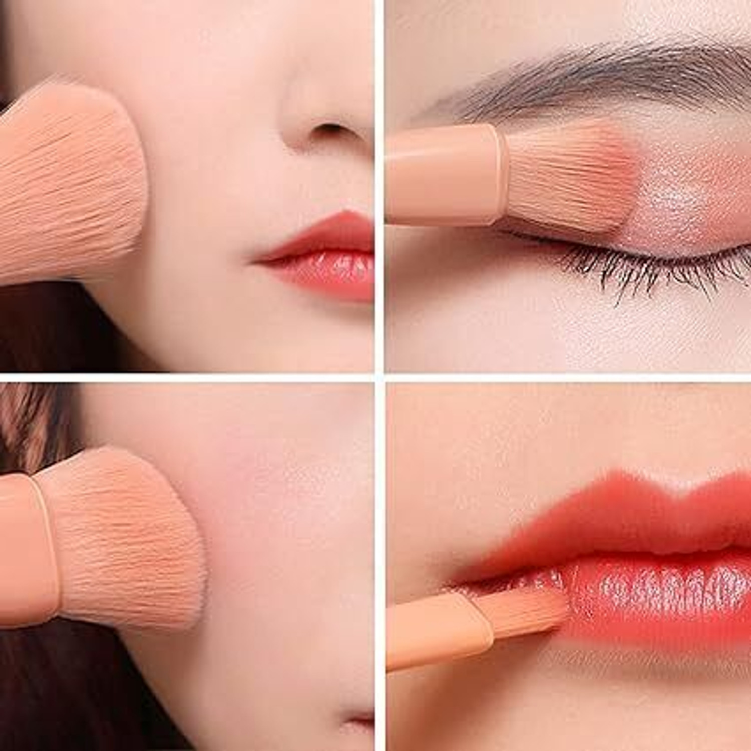 Image of Wolpin Makeup Brush Set PU Storage Box Synthetic Bristle Foundation Face Powder Blush (Pack of 8)