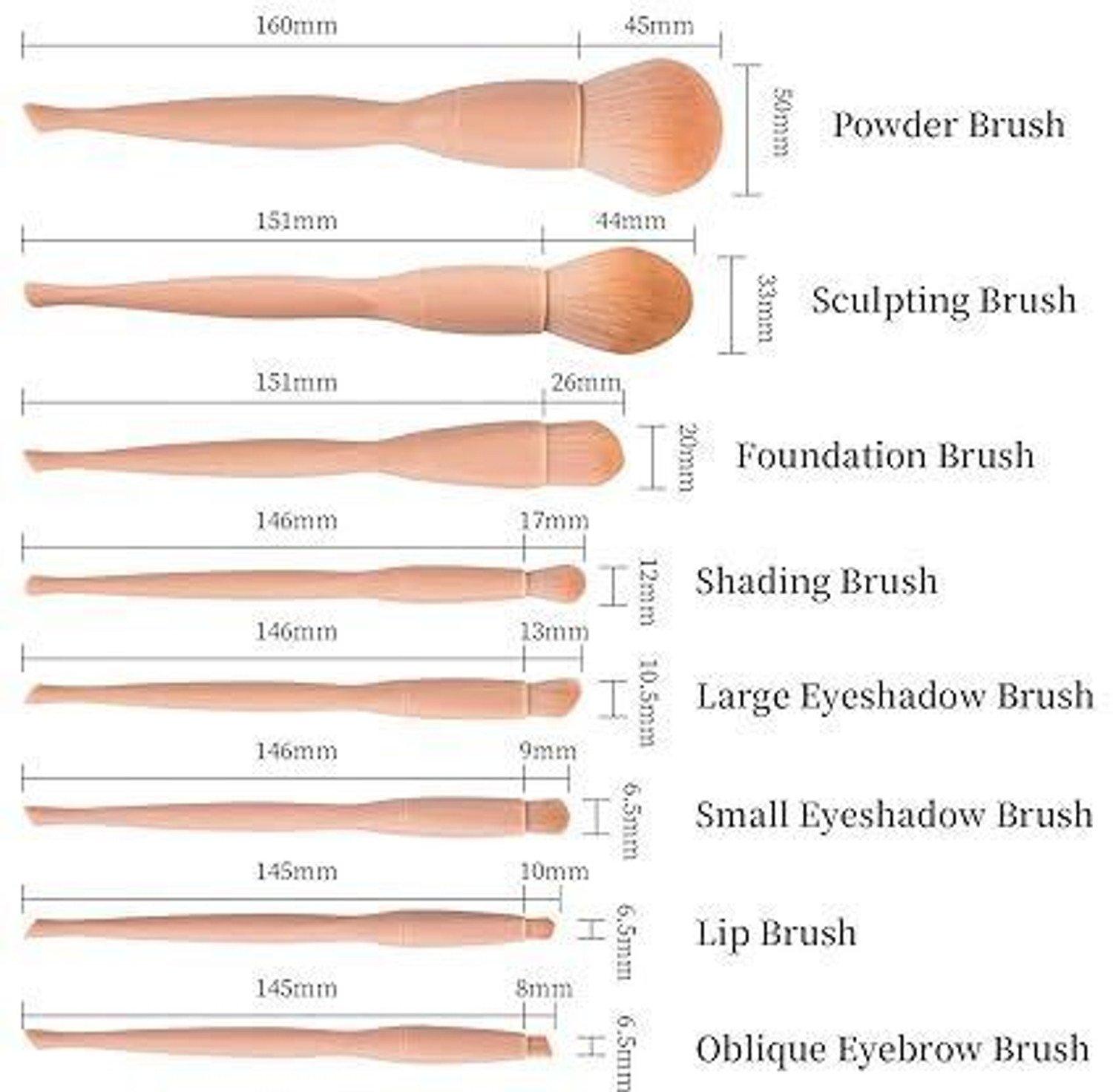 Image of Wolpin Makeup Brush Set PU Storage Box Synthetic Bristle Foundation Face Powder Blush (Pack of 8)