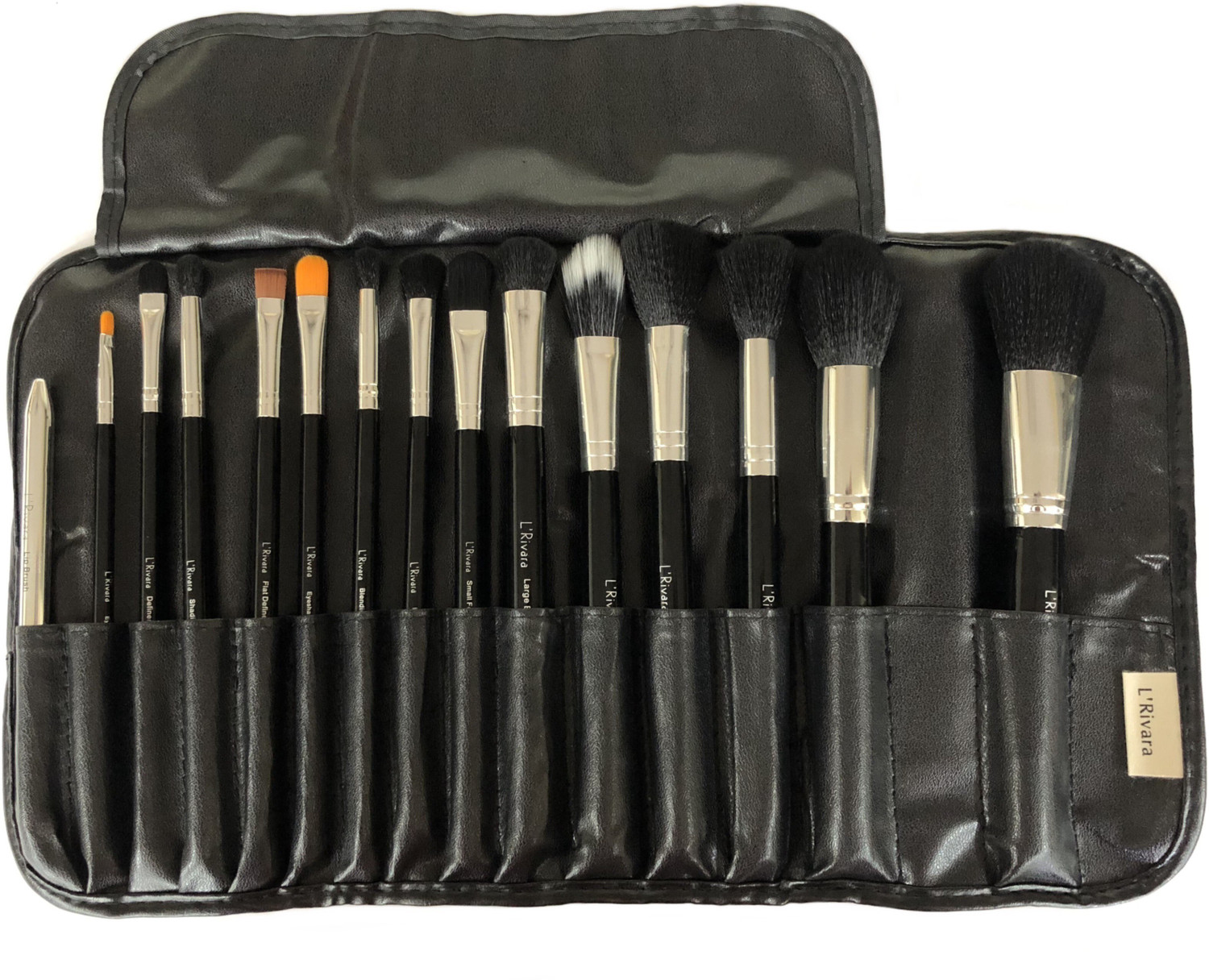 Image of L'Rivara 15 Piece Makeup Brush Set with PU Leather Case