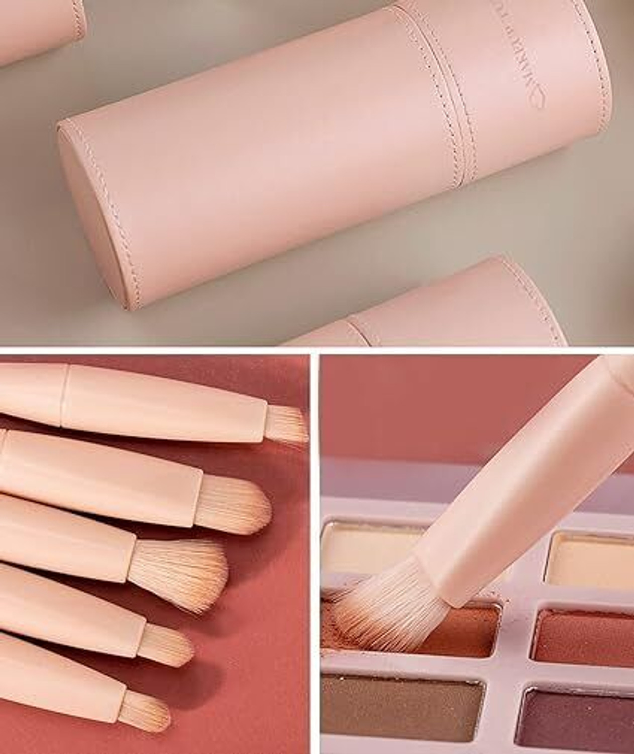 Image of Wolpin Makeup Brush Set PU Storage Box Synthetic Bristle Foundation Face Powder Blush (Pack of 8)
