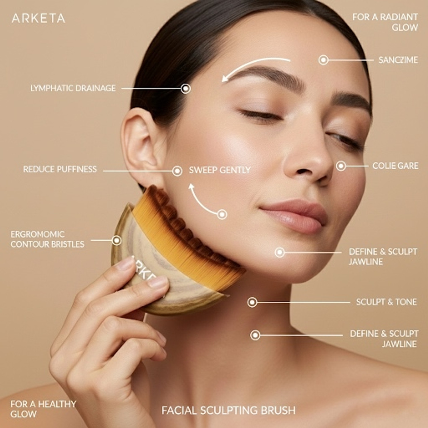 Image of Arketa Face Lymphatic Drainage Brush