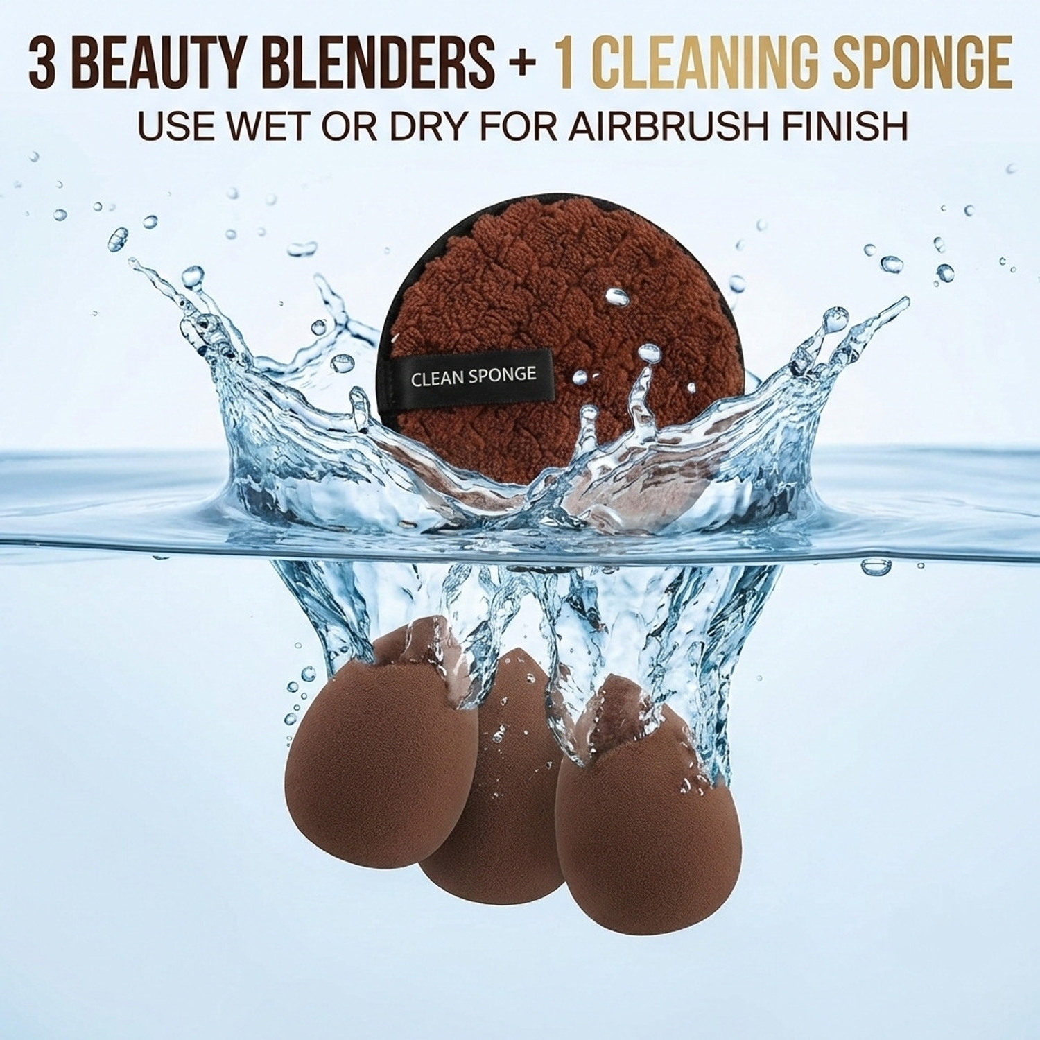 Image of LA VENUST 17Pc Makeup Kit Set - 13 Brushes, 3 Blenders & Clean Sponge (Coffee)