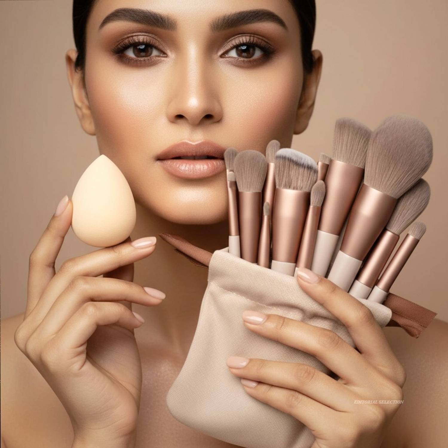 Bluezoo 13-Piece Makeup Brush Set with Beauty Sponge for Face & Eyes (14 pcs)