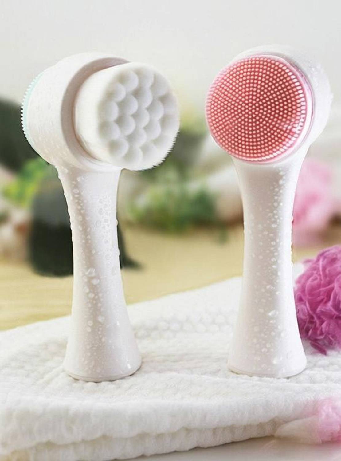 bosig Exfoliating Brush Facial Wash Massage Soft Scrubber Bamboo Fiber Double Sided