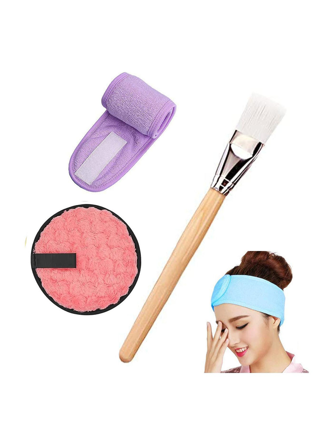 Image of Nyamah sales Face Mask Brush with Makeup Remover Sponge and Facial Hair band