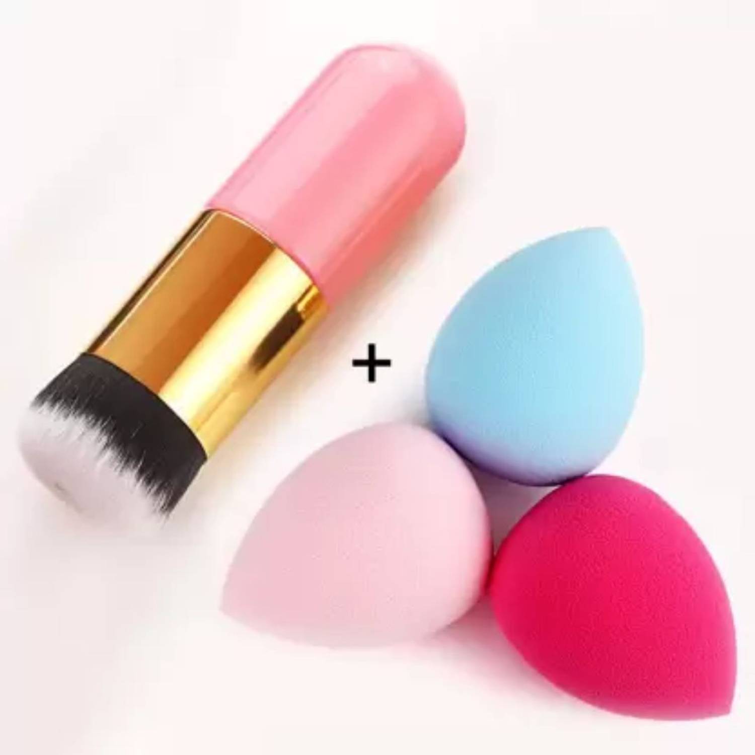 swenky Extra Soft Foundation Brush with 3 Sponge puff blender