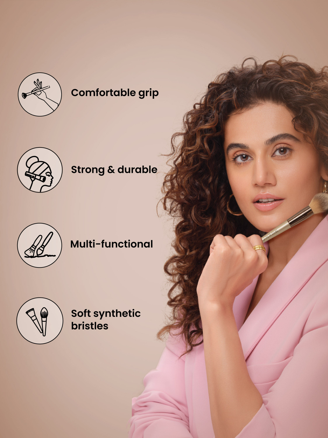 Image of SWISS BEAUTY Professional Makeup Brush Set | 6 Pcs Synthetic Bristles | Face Eye Tools