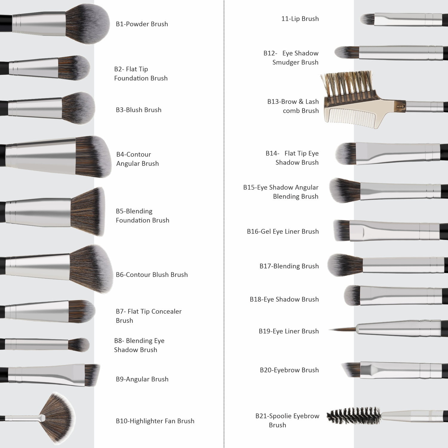 Image of SWISS BEAUTY Professional Makeup Brush Set - 20Pcs Set