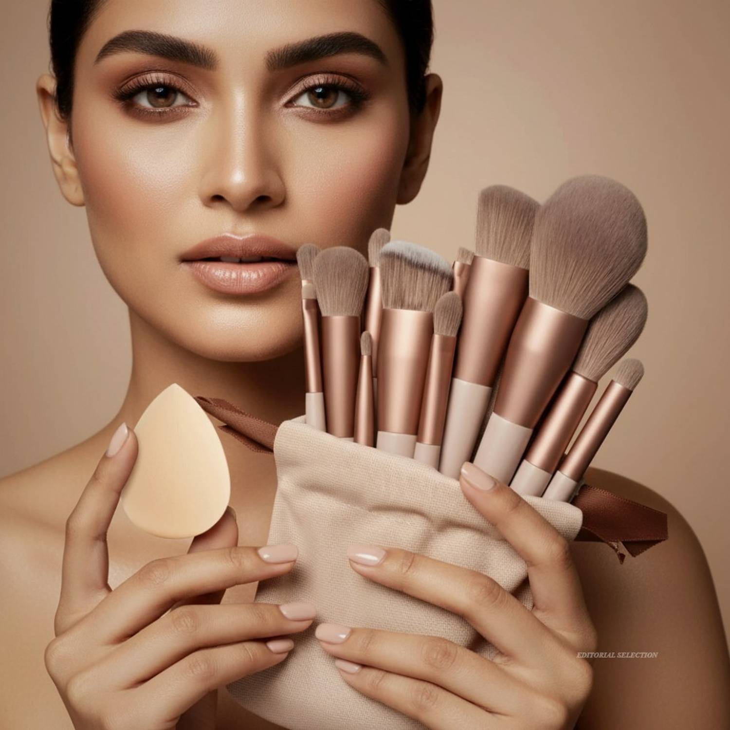 Bluezoo 13-Piece Makeup Brush Set with Beauty Sponge for Face & Eyes (14 pcs)