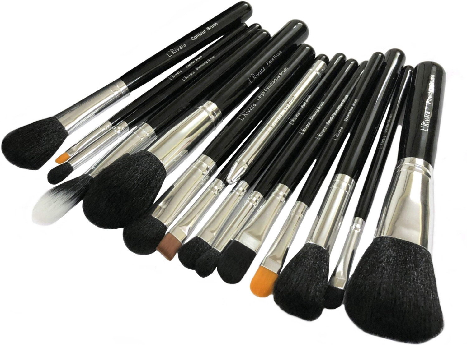 Image of L'Rivara 15 Piece Makeup Brush Set with PU Leather Case