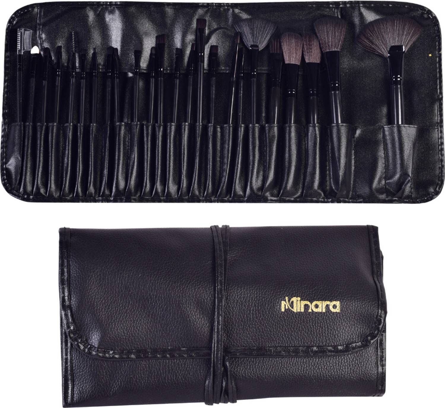 MINARA Professional Make Up Brushes Sets With Leather Storage Pou