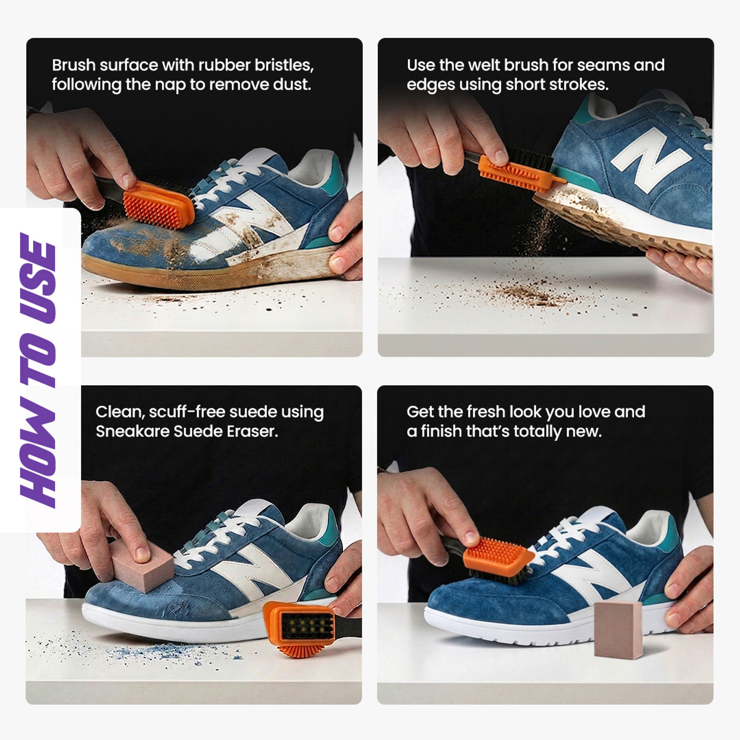 Image of SNEAKARE Suede & Nubuck Master Kit 4-in-1 Brush & Eraser | Water-Free Cleaning Suede Care Shoe Care Kit