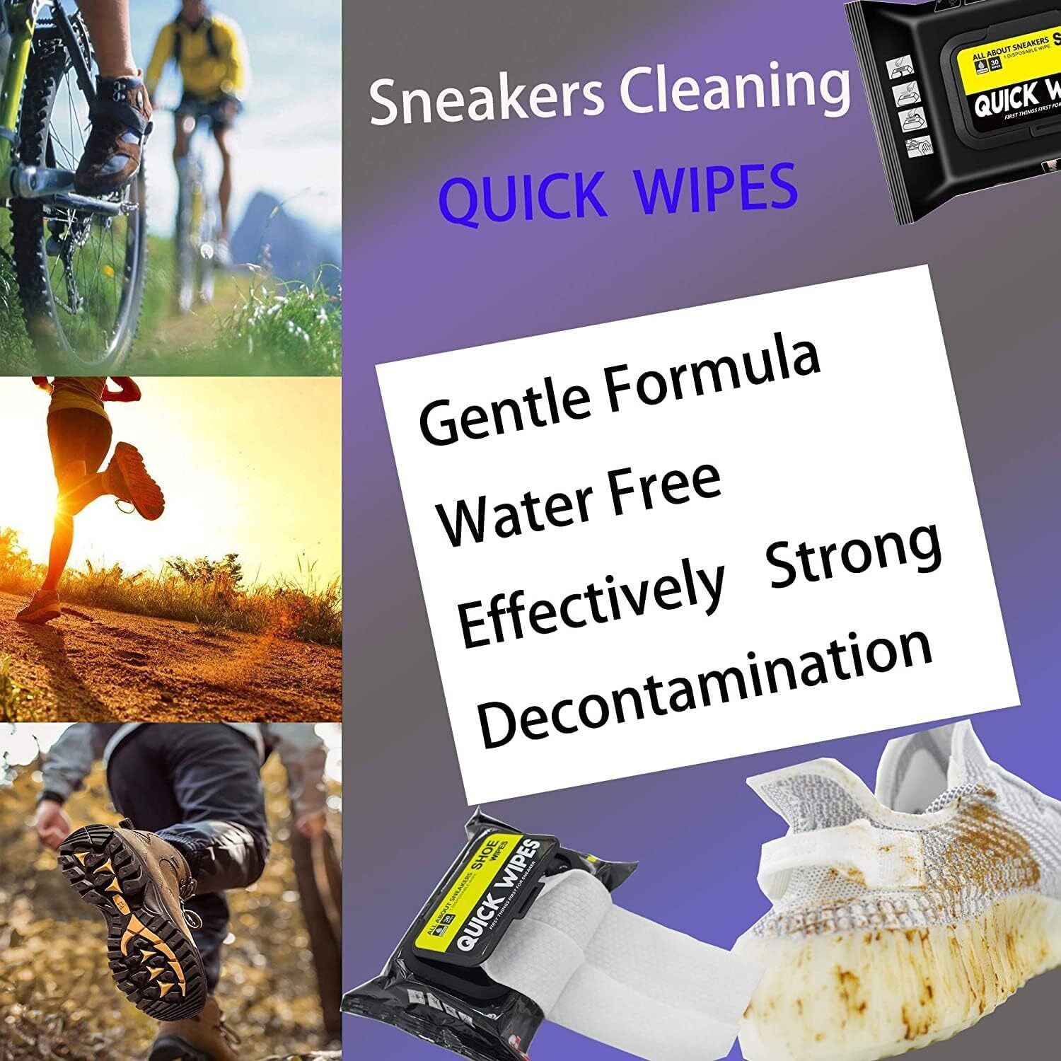 Image of Yancorp 60 Pcs Shoe Sneaker Wipes Cleaner Quick Wipes Disposable Travel Portable Removes Sports, Leather, Synthetic Leather, Canvas, Patent Leather Shoe Cream