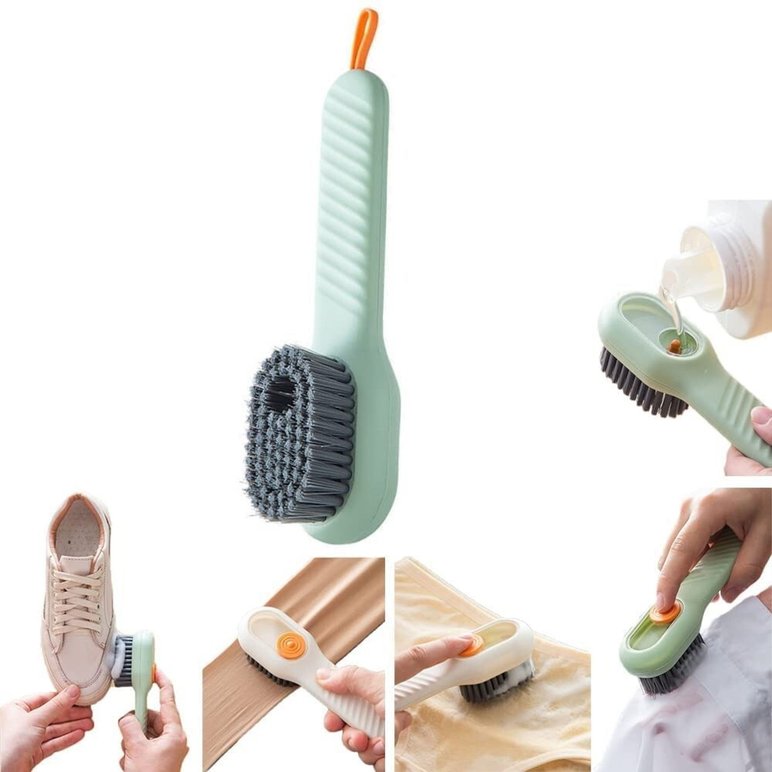 Image of Moxtiza Dispensing Cleaning Brush with Scrub for Multifunctional Shoe Brush