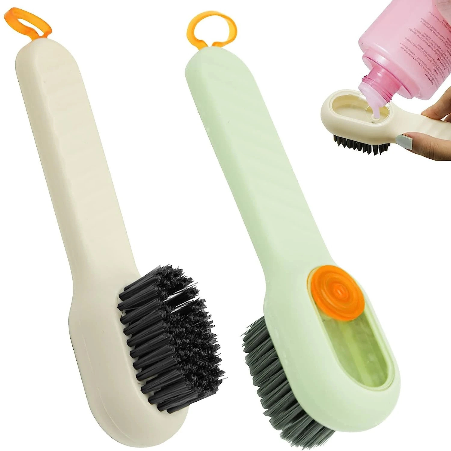 Image of Moxtiza Dispensing Cleaning Brush with Scrub for Multifunctional Shoe Brush