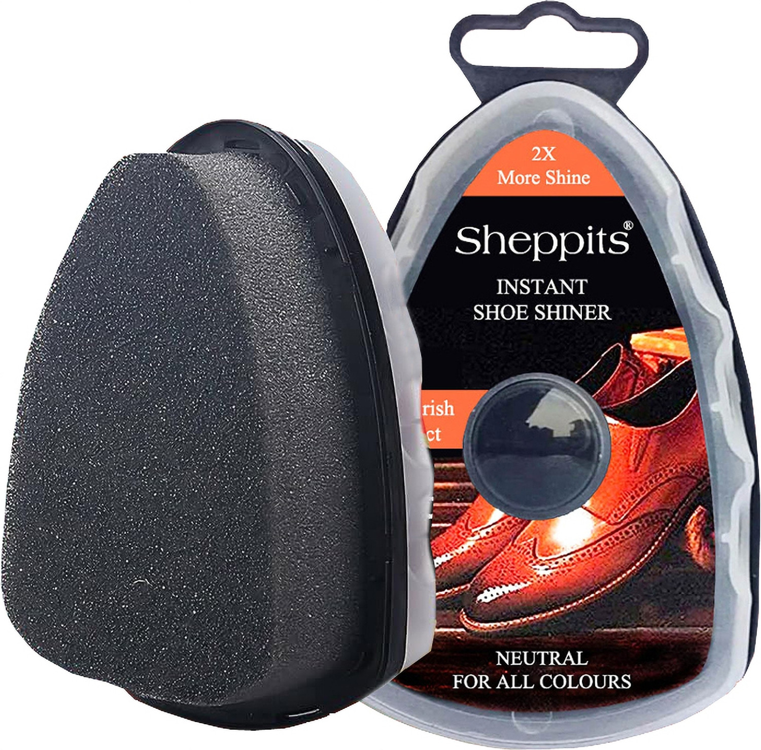 Image of Sheppits Instant Shoe Shiner Sponge And Polisher (Neutral, Pack of 2 Pcs) All Colors Shoe Shiner