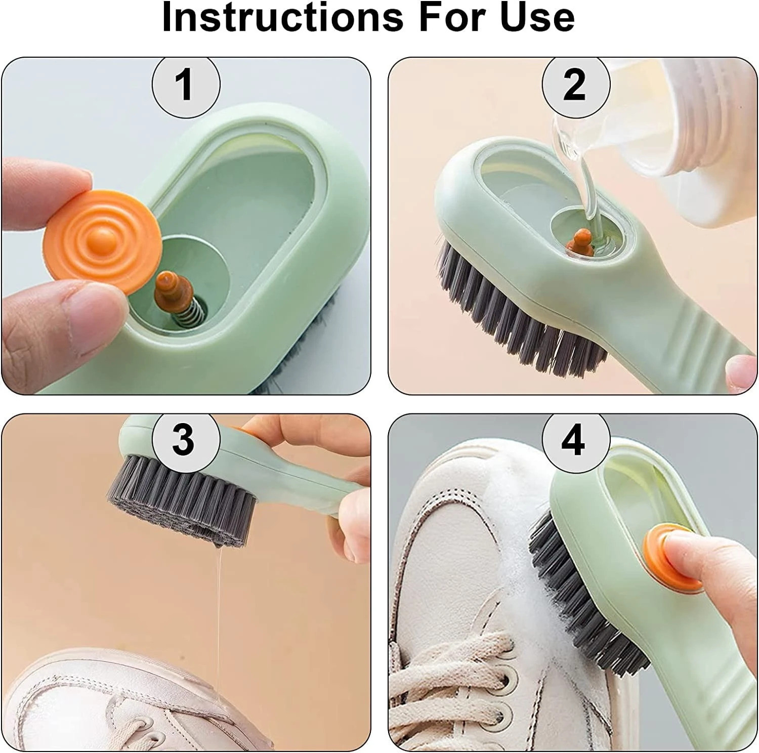 Image of Moxtiza Dispensing Cleaning Brush with Scrub for Multifunctional Shoe Brush