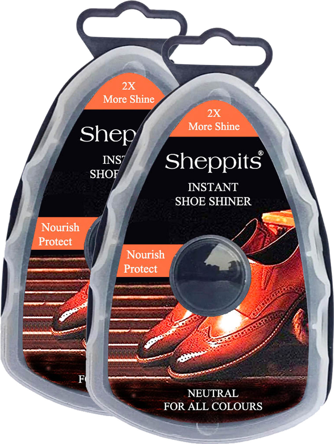 Image of Sheppits Instant Shoe Shiner Sponge And Polisher (Neutral, Pack of 2 Pcs) All Colors Shoe Shiner