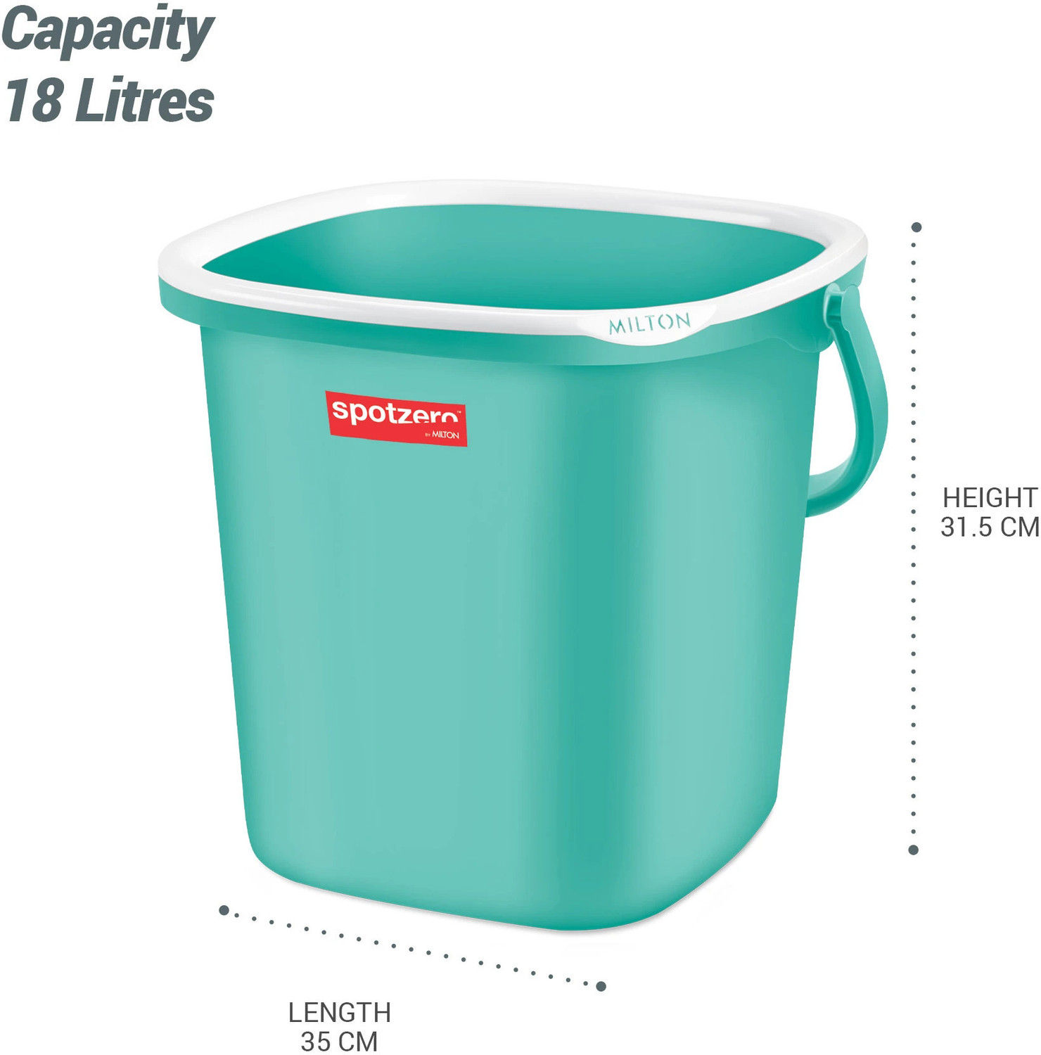 Image of Spotzero by Milton SWISH SQUARE BUCKET 20 L Plastic Bucket