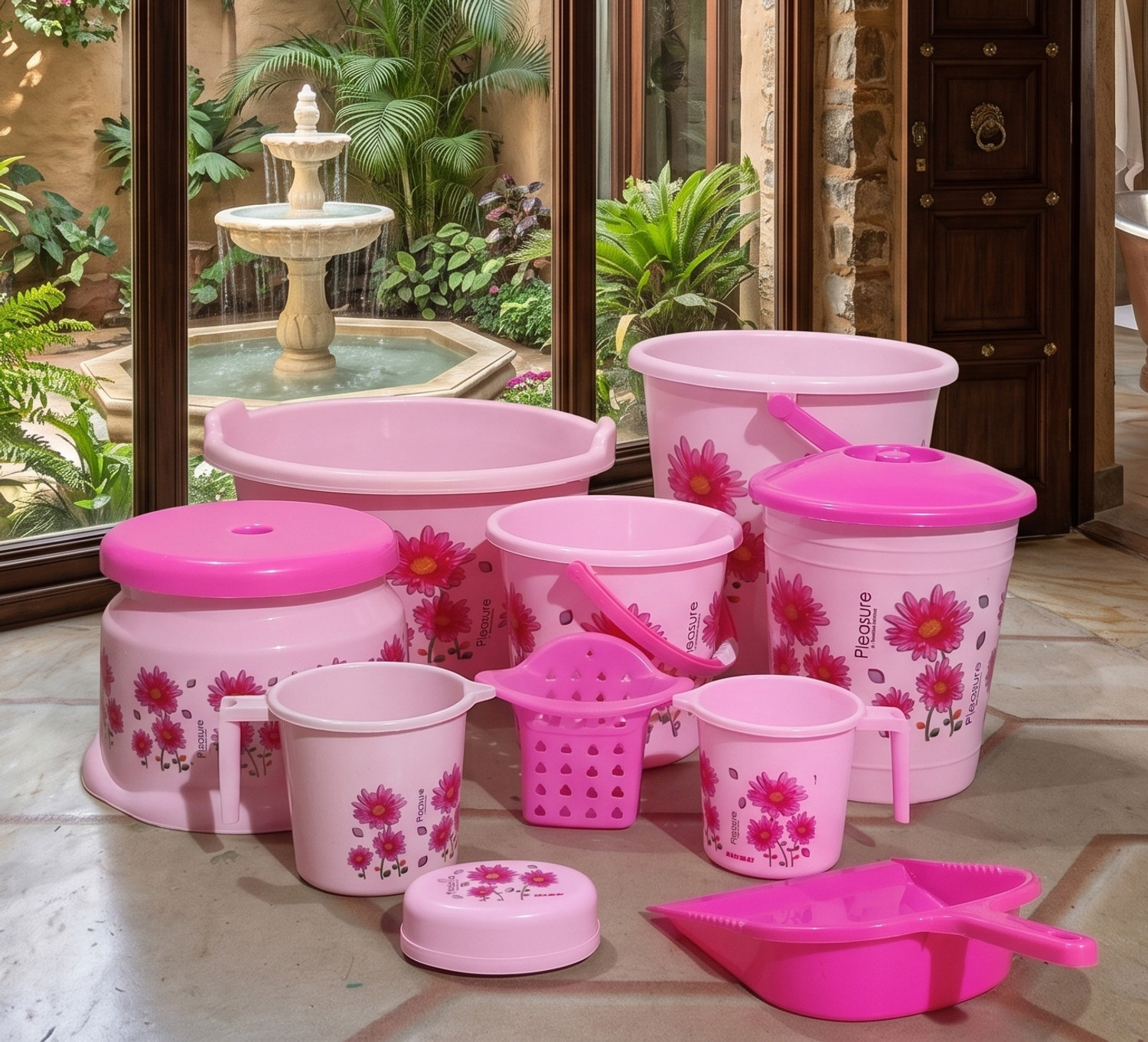 Image of himalay thermoplast 10 Pcs Bucket Set / Bucket for Bathroom / Bucket / Bathroom Bucket Set / 20 L Plastic Bucket