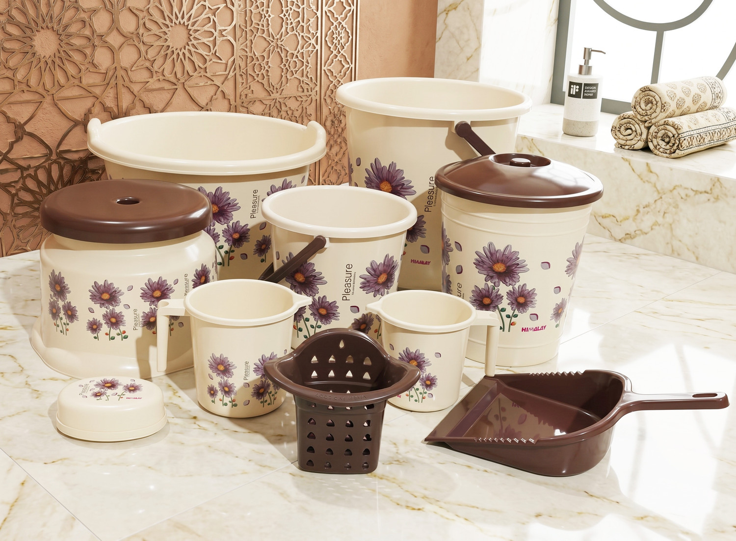 Image of himalay thermoplast Bathroom Set Combo With 20L Bucket and Accessories Plastic Bucket Set - 20 L 20 L Plastic Bucket
