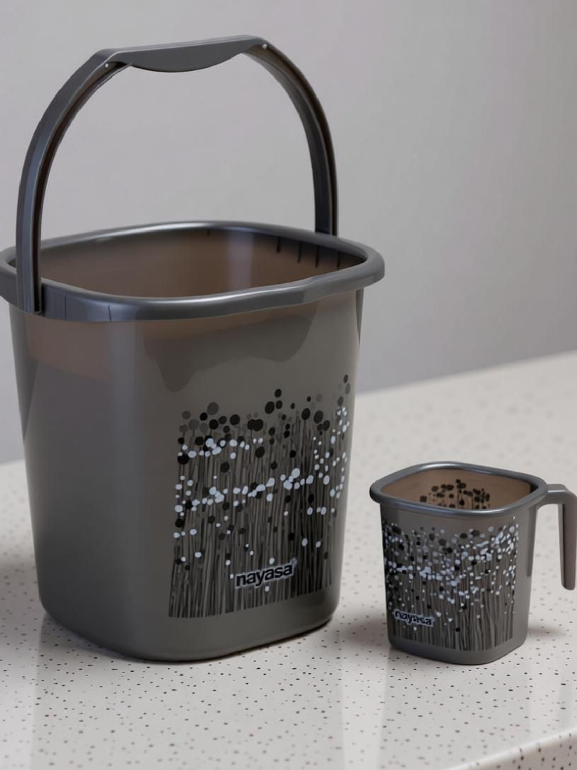 Image of NAYASA Funk Square 2 Pcs Bath Set | Sturdy and Durable | Bkt 25 L+Mug 1.5 L | 25 L Plastic Bucket