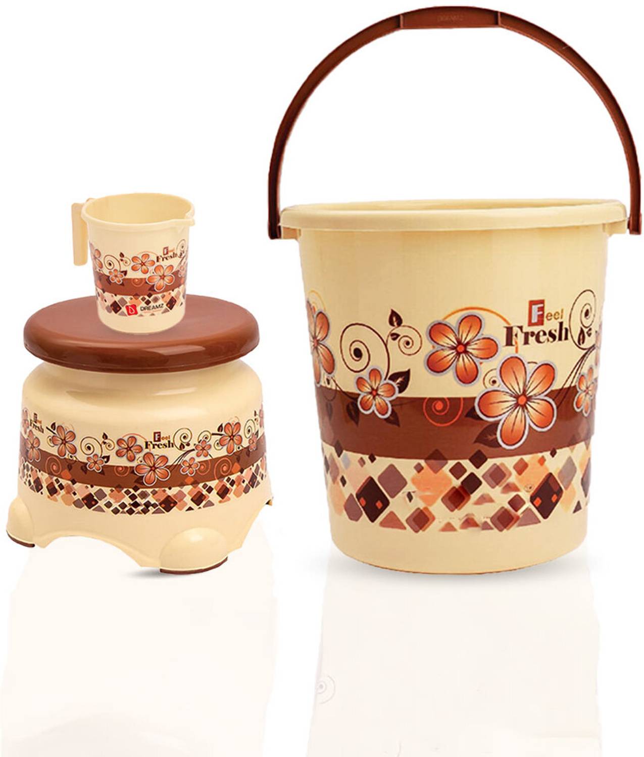 Brantiq BRANTIQ Bucket For Bathroom Combo Pack of 3 Bathroom Set (Bucket, Mug, Stool) 18 L Plastic Bucket