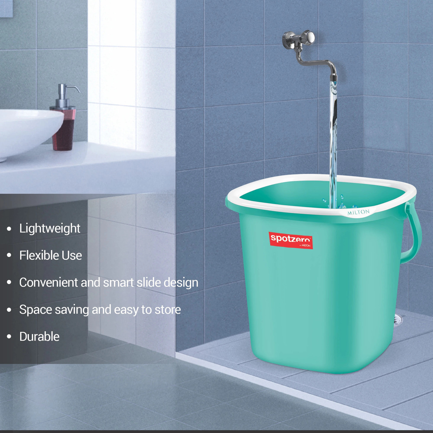 Image of Spotzero by Milton SWISH SQUARE BUCKET 20 L Plastic Bucket