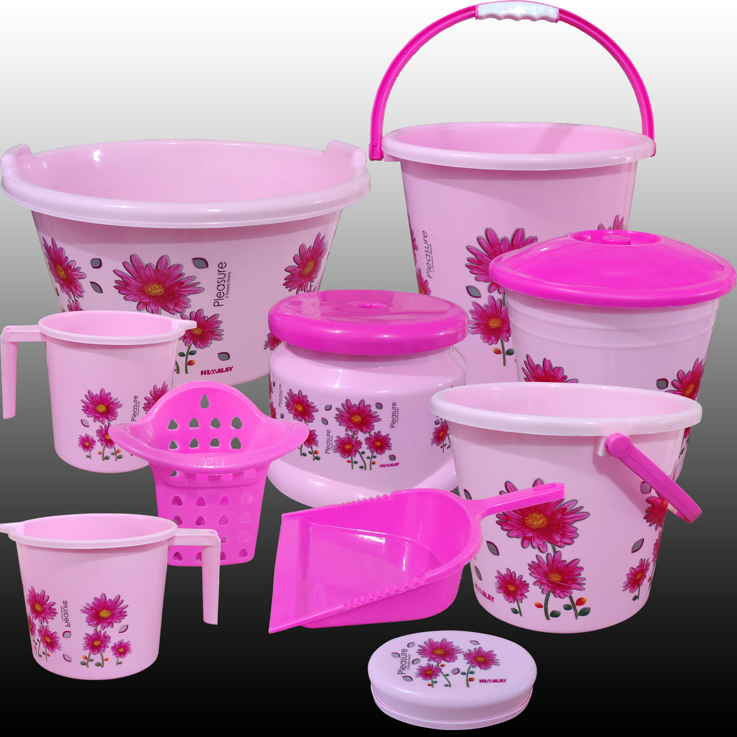 Image of himalay thermoplast 10 Pcs Bucket Set / Bucket for Bathroom / Bucket / Bathroom Bucket Set / 20 L Plastic Bucket