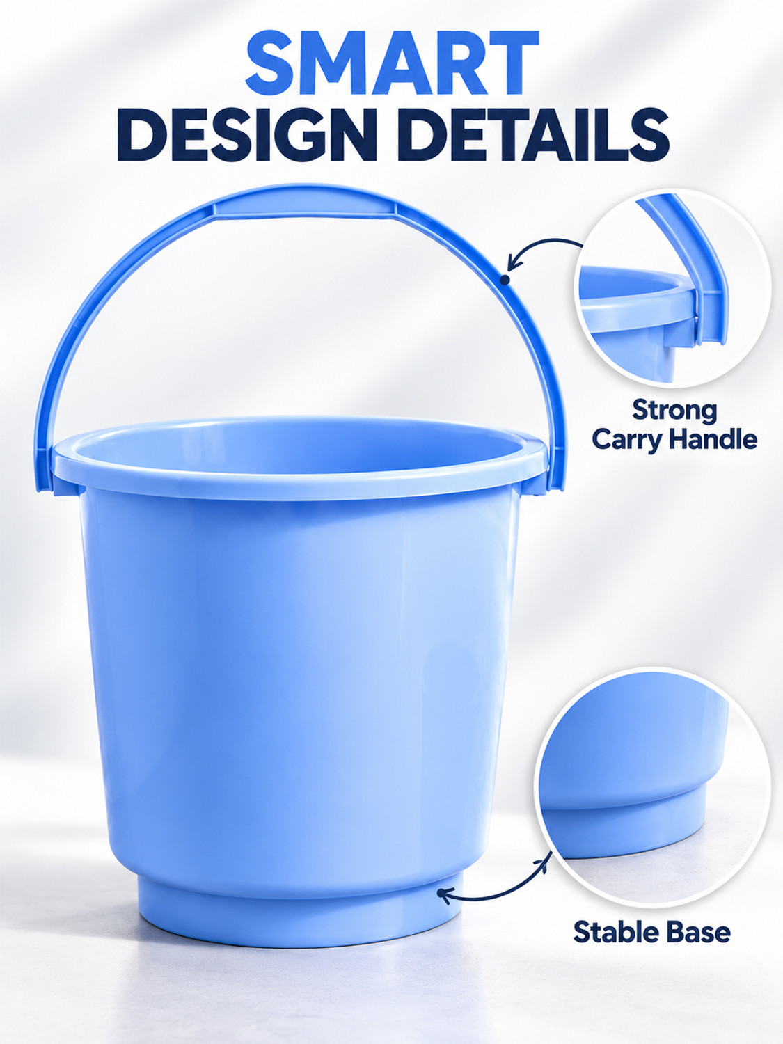 Image of HOMESTIC 2 Pieces Plastic Bathroom Bucket & Mug Set (Blue) 16 L Plastic Bucket (Blue)
