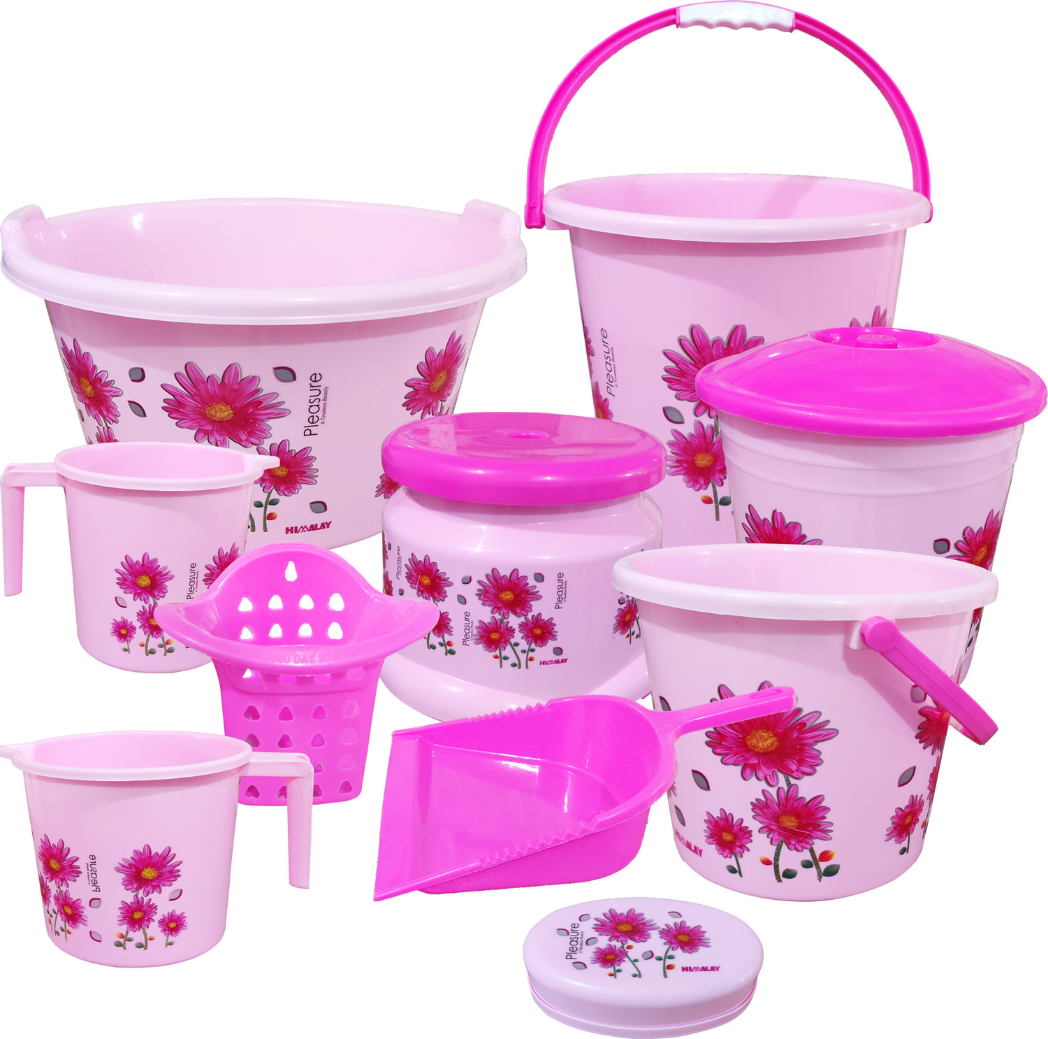 Image of himalay thermoplast 10 Pcs Bucket Set / Bucket for Bathroom / Bucket / Bathroom Bucket Set / 20 L Plastic Bucket