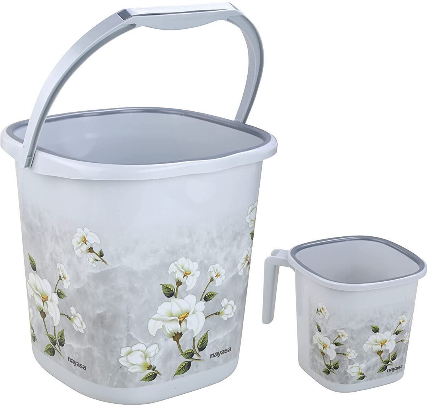 Image of NAYASA Marble bucket 25 ltr With mug 1.5 ltr set of 2 25 L Plastic Bucket