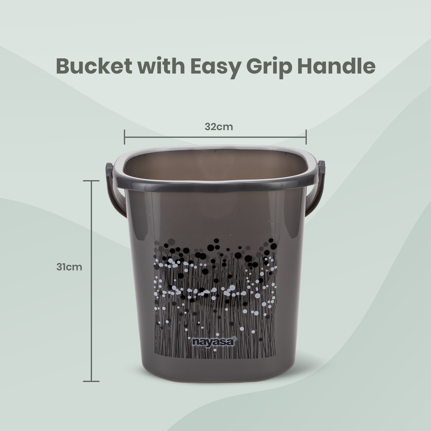 Image of NAYASA Funk Square 2 Pcs Bathroom Set | Strong and Durable | BPA Free | 18 Ltr Bkt + 1.5 Mug Plastic Bucket (Grey)