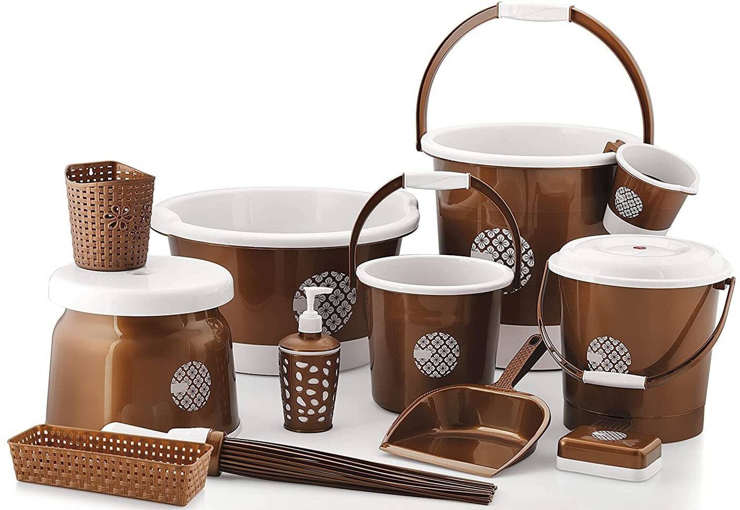 3D METRO SUPER STORE 12 PCS Plastic Bath Set Bathroom Bucket Set for Home, Kitchen & Bathroom 22 L Plastic Bucket