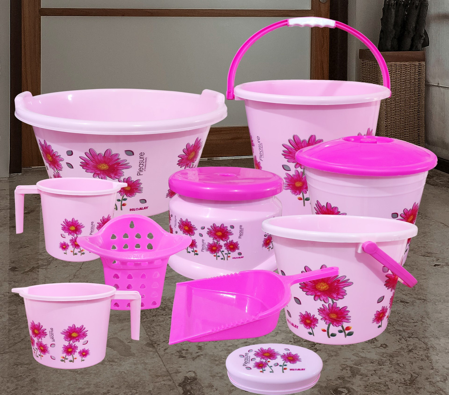 Image of himalay thermoplast 10 Pcs Bucket Set / Bucket for Bathroom / Bucket / Bathroom Bucket Set / 20 L Plastic Bucket