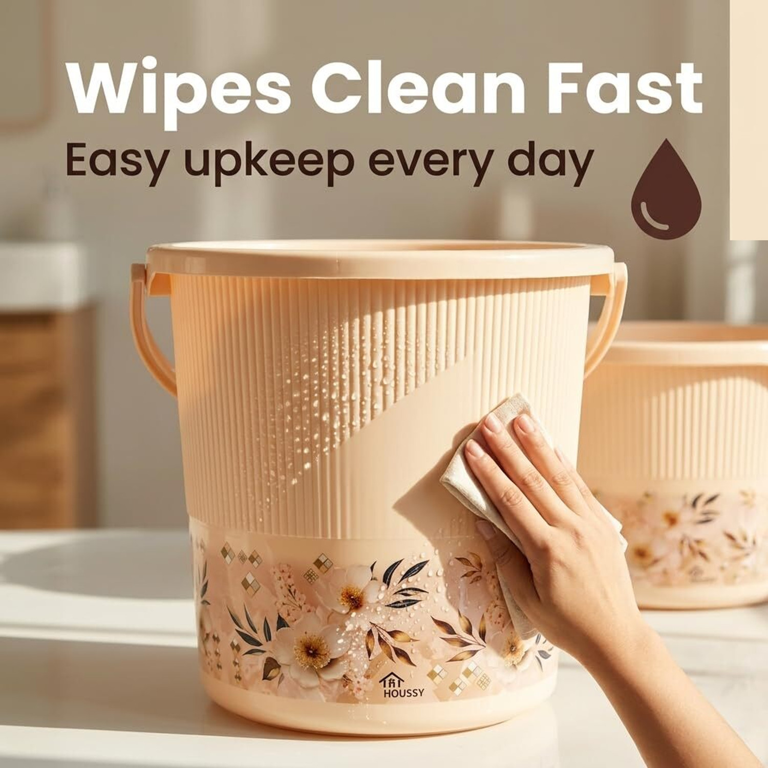 Image of Smartslide Bathroom set of 3 Bucket, Stool, Tumbler 18 L Plastic Bucket