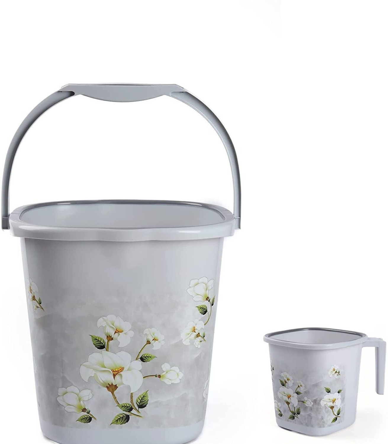 Image of NAYASA Marble bucket 25 ltr With mug 1.5 ltr set of 2 25 L Plastic Bucket