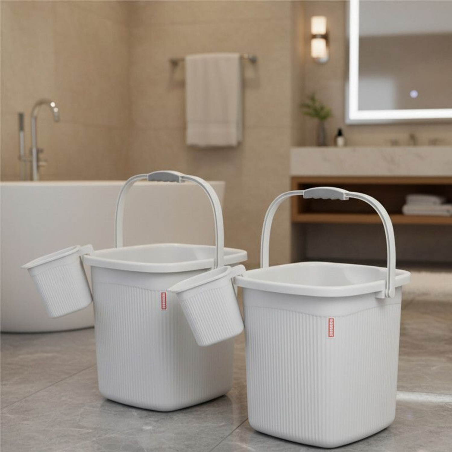 Image of MODWARE MODWARE 2 Bucket with 2 Mug Set , Polypropylene, Premium Quality Bucket Set 18 L 18 L Polypropylene Bucket