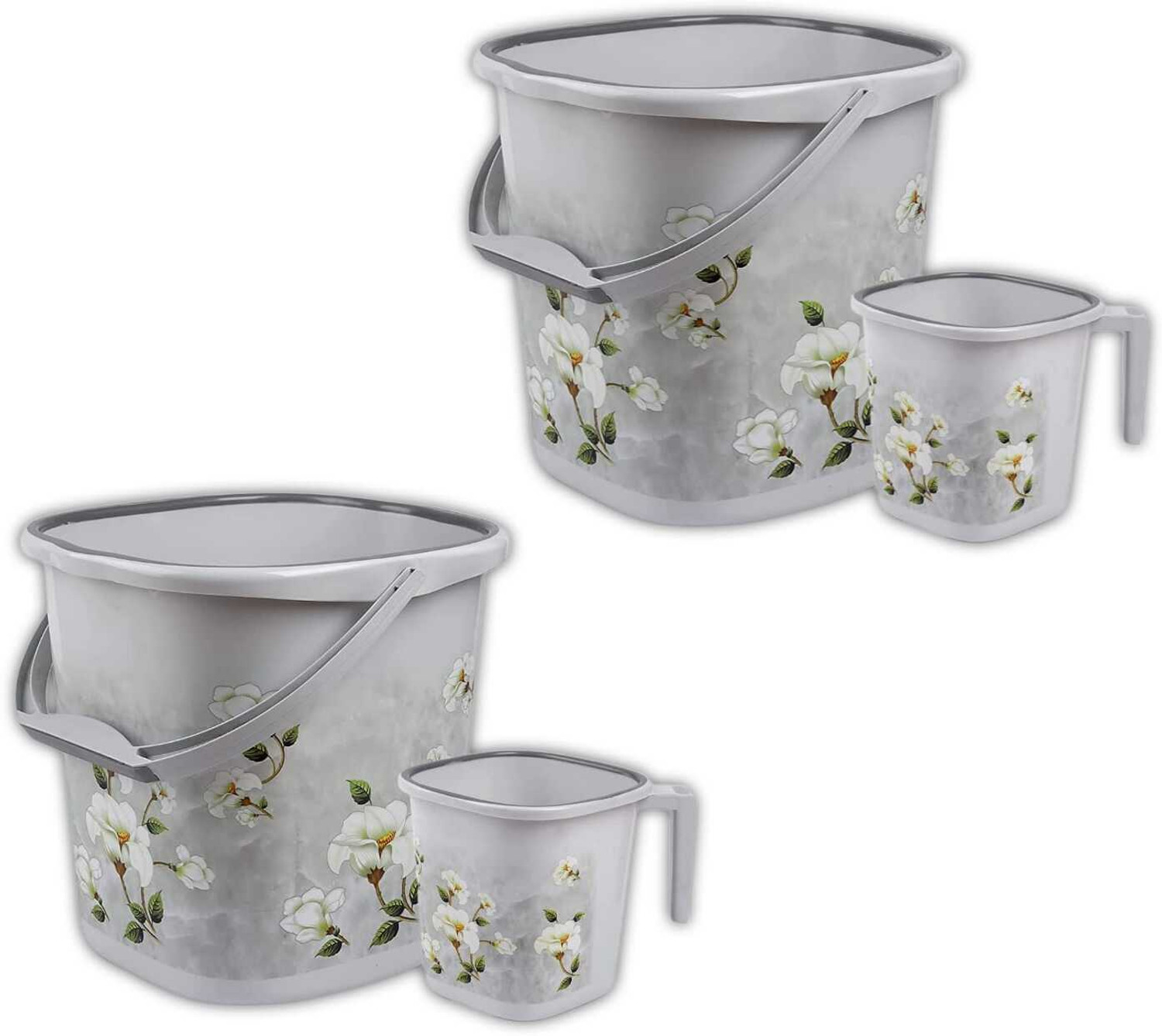 Image of NAYASA Marble bucket 25 ltr With mug 1.5 ltr set of 2 25 L Plastic Bucket
