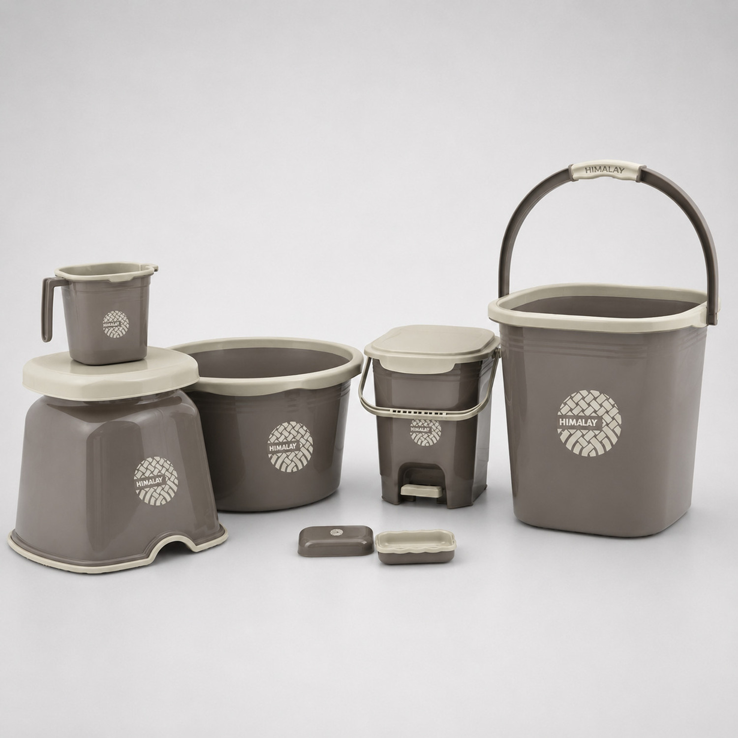 Image of himalay thermoplast bathroom set with bucket with 20 L Bucket, Mug, Tub, Stool, Dustbin & Soap Case 20 L Plastic Bucket