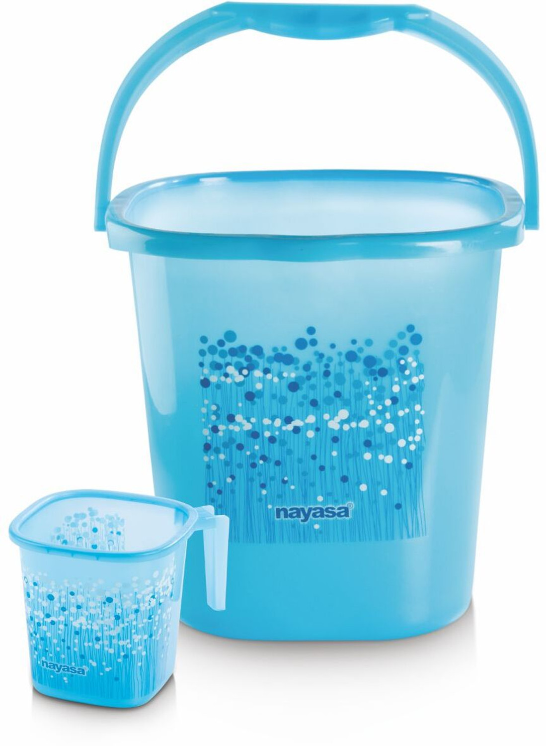 Image of NAYASA Funk Square 2 Pcs Bath Set | Sturdy and Durable | BPA Free | 25 Ltr BKT +1.5 Mug 25 L Plastic Bucket