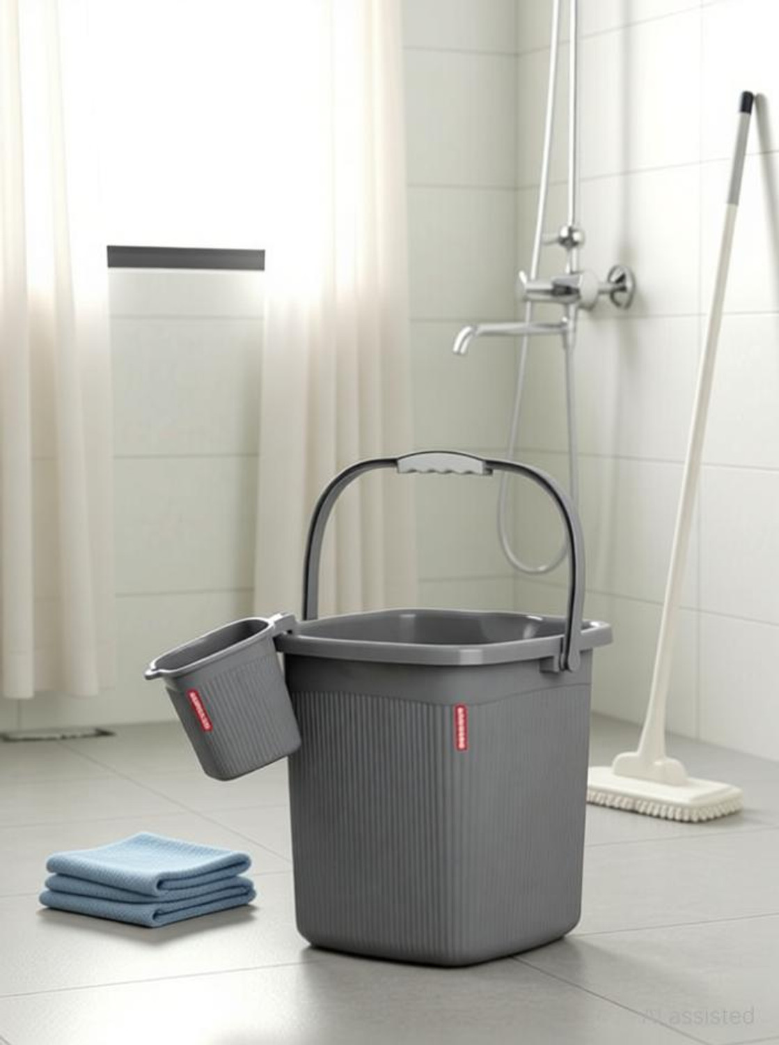 Image of MODWARE 1 Bucket with 1 Mug Set, Square 25 L Premium Quality Bucket Set 25 L Polypropylene Bucket
