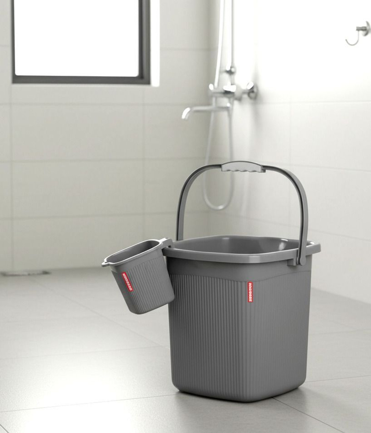 Image of MODWARE 1 Bucket with 1 Mug Set, Square 25 L Premium Quality Bucket Set 25 L Polypropylene Bucket