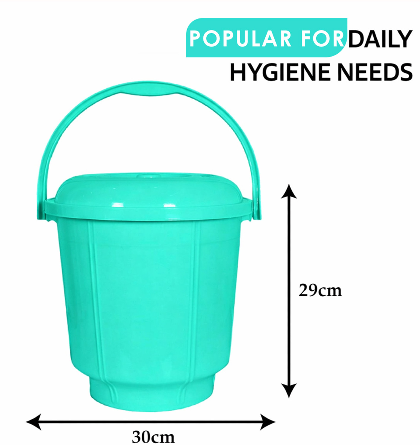 Image of KUBER INDUSTRIES Durable Strong Bathroom Bucket With Lid And Handle (Mint Green) 13 L Plastic Bucket
