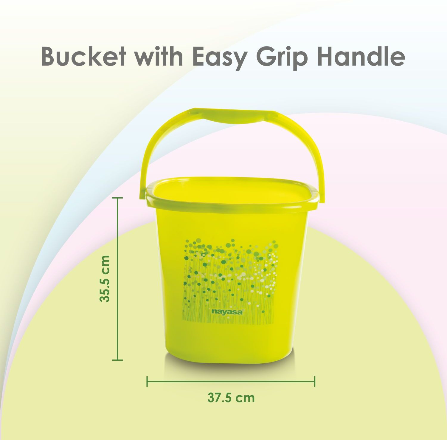 Image of NAYASA Funk Square 6 Pcs Bath Set | Sturdy and Durable | 3 Bkt 25 L+3 Mug 1.5 L | 25 L Plastic Bucket (Multicolor)