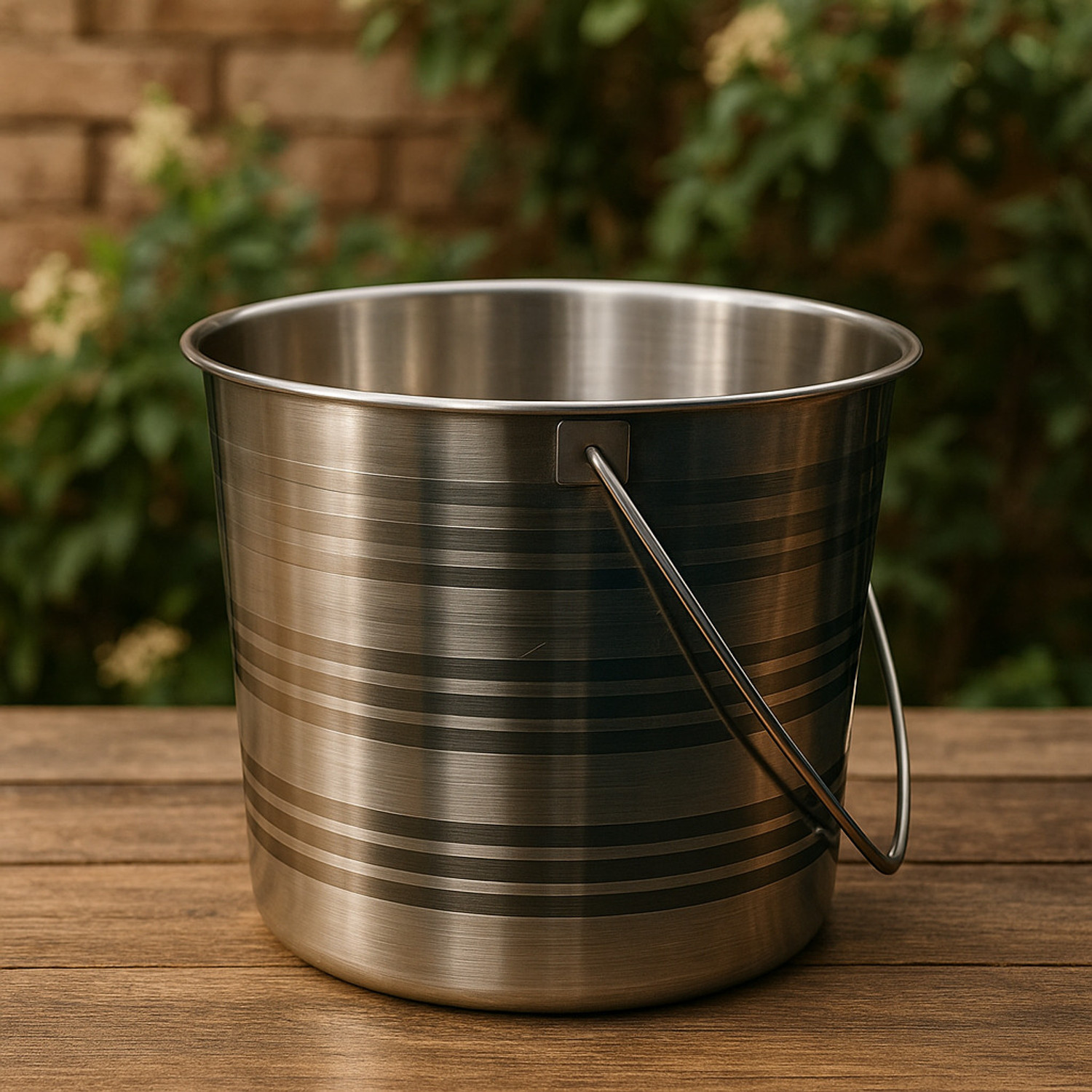 Image of VS Enterprises Multipurpose Stainless Steel Leak Proof Heavy Duty Silver Bucket with Handle 8 L Steel Bucket