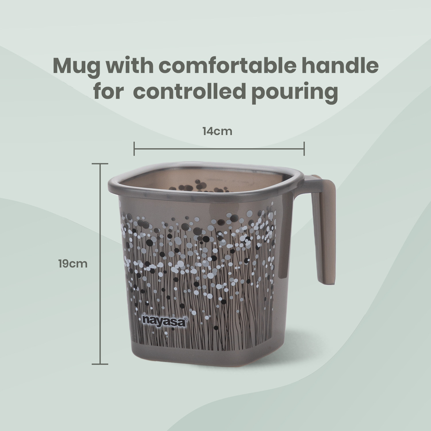 Image of NAYASA Funk Square 2 Pcs Bathroom Set | Strong and Durable | BPA Free | 18 Ltr Bkt + 1.5 Mug Plastic Bucket (Grey)