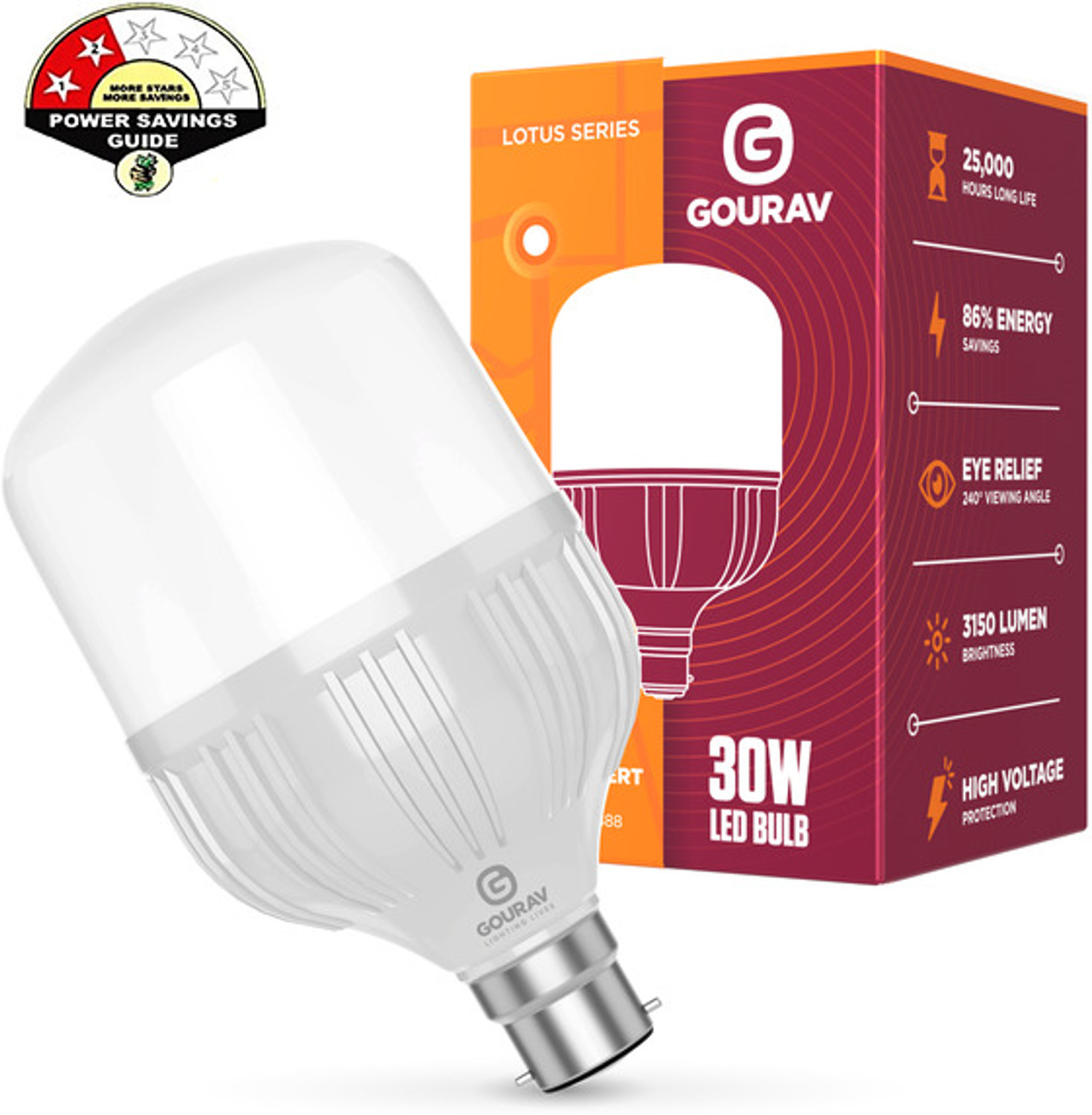 Image of GOURAV 30 W Eye Safety Compliance Globe B22 LED Bulb